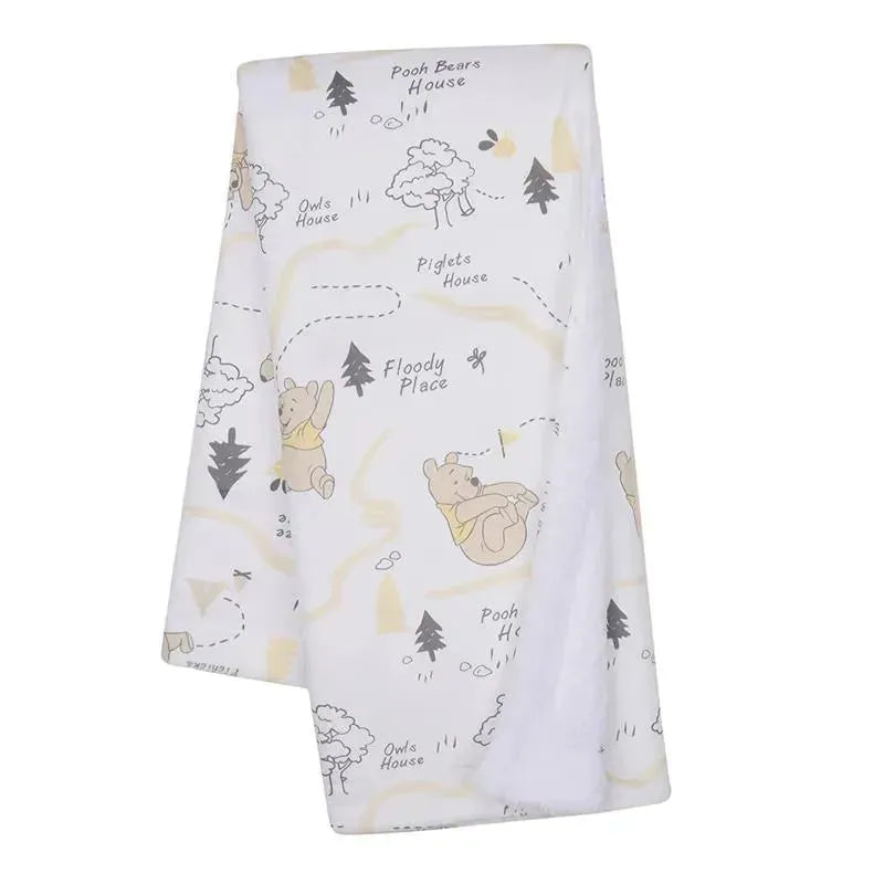 Lambs & Ivy Minky Sherpa Baby Blanket, Winnie and the Pooh Image 1