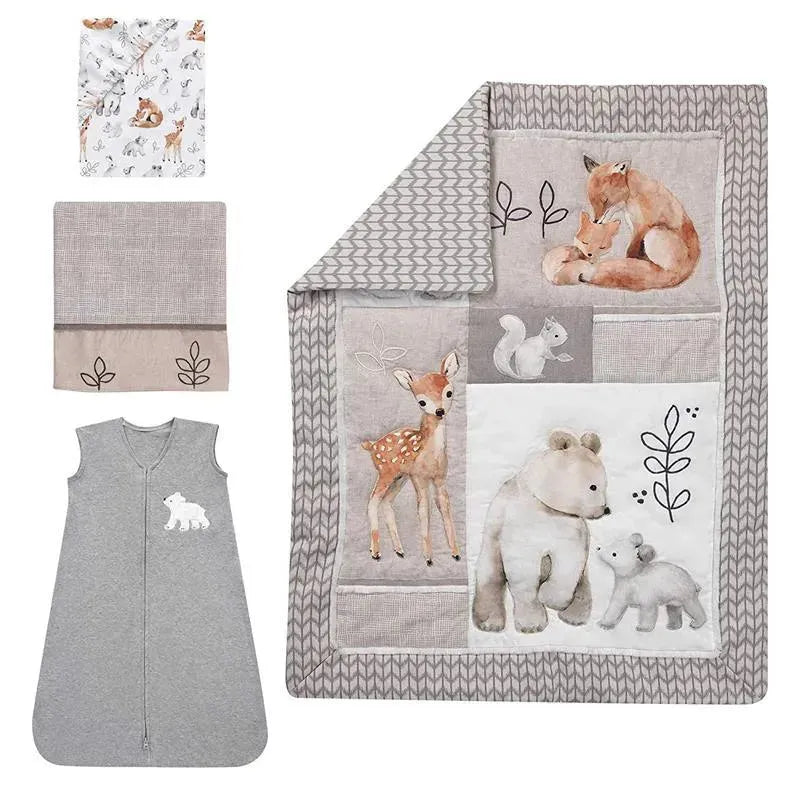 Lambs & Ivy - Painted Forest 4-Piece Crib Bedding Set, Gray Image 9
