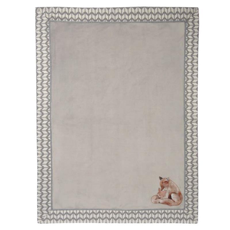 Lambs & Ivy - Painted Forest Fox Coral Fleece Baby Blanket, Gray Image 3