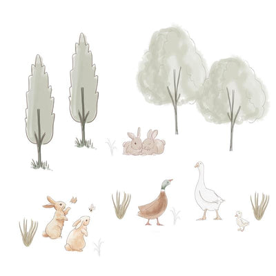 Lambs & Ivy Signature Bunny Hop Woodland Trees/Duck Wall Decals/Stickers Image 1