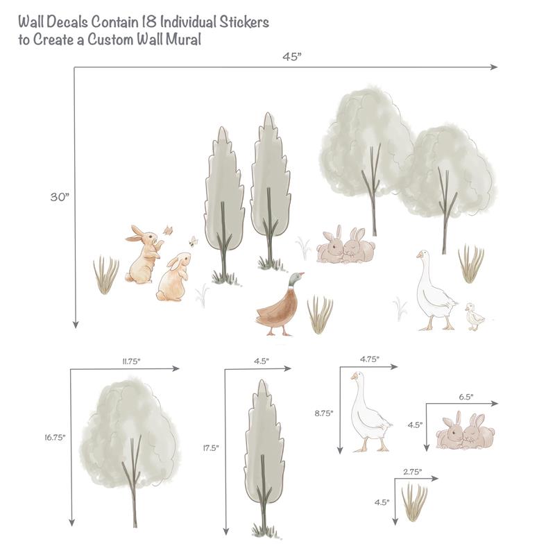 Lambs & Ivy Signature Bunny Hop Woodland Trees/Duck Wall Decals/Stickers Image 3