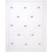 Lambs & Ivy Signature Elephant Linen Embroidered Baby Crib Quilt Image 2