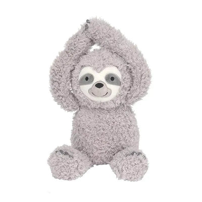 Stuffed sloth plush by Lambs & Ivy, featuring a soft gray body, a smiling face, and raised arms.