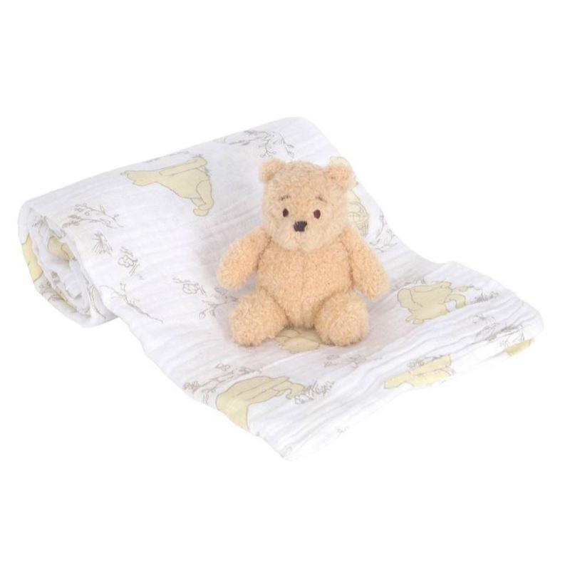 Lambs & Ivy Swaddle Blanket & Plush Toy Gift Set, Winnie The Pooh Image 1