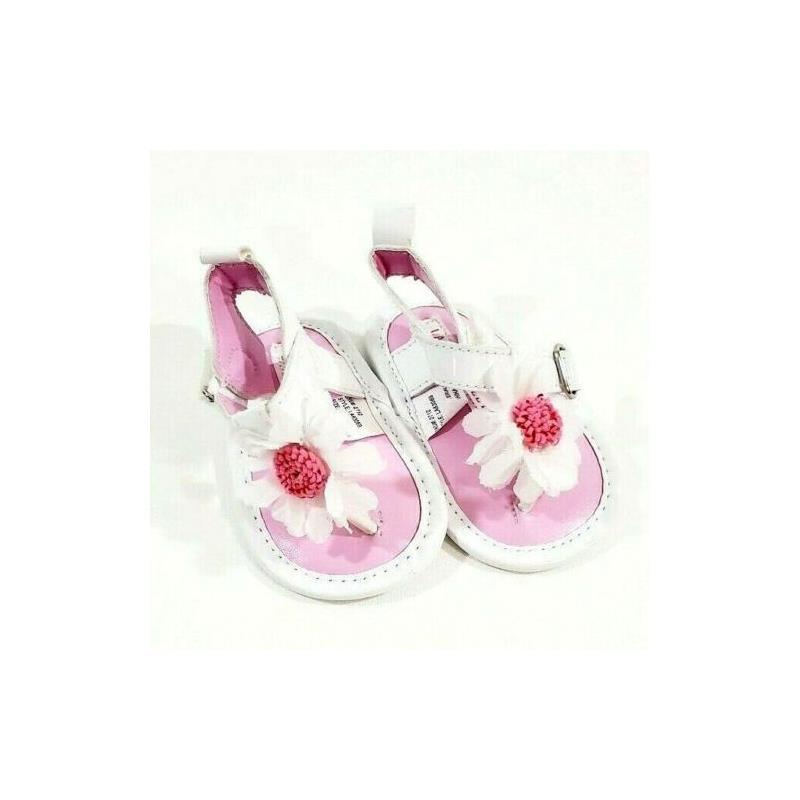 Laura Ashley - Crib Shoes Girl Sandal With Flower, White  Image 1