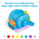 Calming Moments Projector in blue with a night-light function, featuring 8 vibrant colors and a rotating wheel.