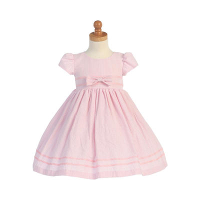 Lito Baby Girl Dress Cotton Seersucker Pink  Image 1