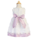 Lito Baby Girl Dress Embroidered Mesh With Poly Silk Trims, Lilac Image 2