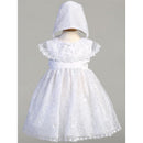 Lito - Baby Girl Embroidered Tulle Dress With Bonnet, White Image 1