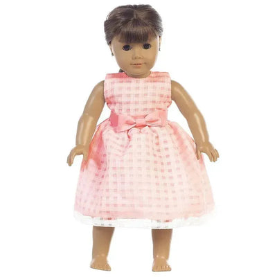 Lito - Organza Dress With Burnout Squares Dolls Dress, Coral Image 1