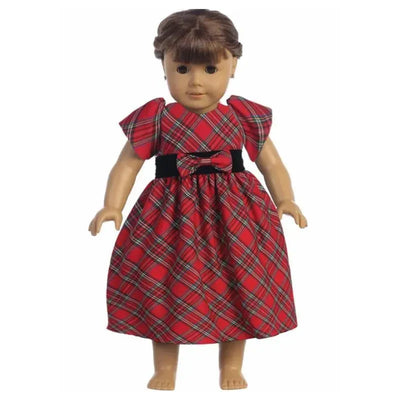 Lito - Plaid Red And, Green, Black Christmas Doll Dress Image 1