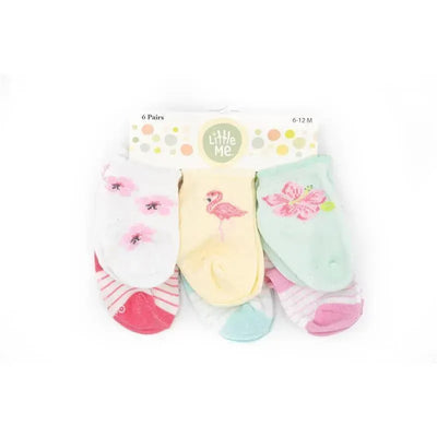 Litte Me Flamingo 6pk Baby Girl Socks Image 1
