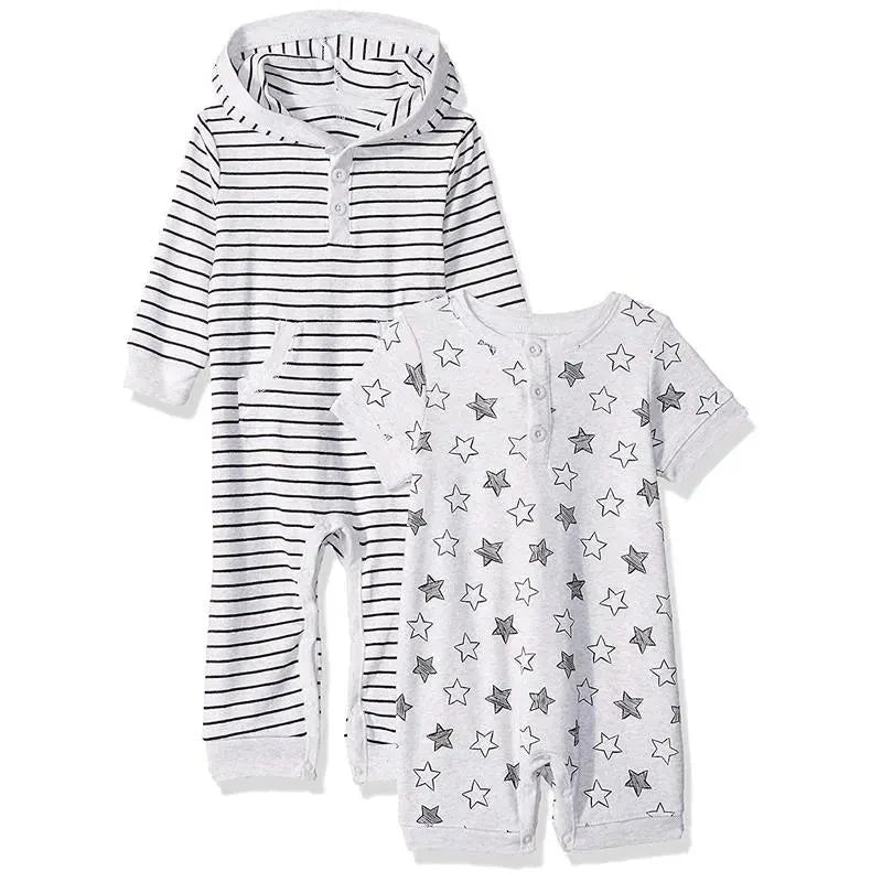 Little Me - 2 Pack Coverall and Romper, Star.
