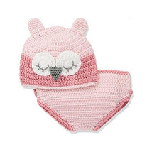 Little Me 2Pc Hand Crocheted Owl Hat & Diaper Cover - Pink Image 2