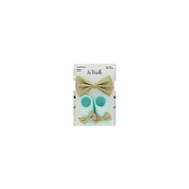 Little Me 2Pc Headwrap and Bootie Set - Aqua/Gold Image 1
