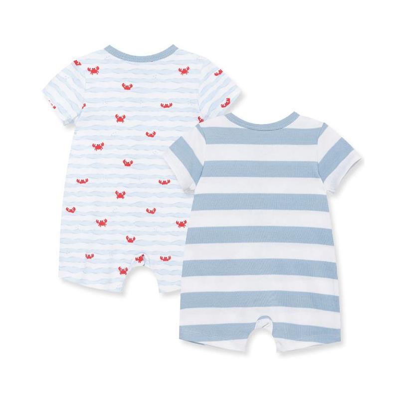 Little Me - 2Pk Baby Boy Crab Cotton Rompers Image 2