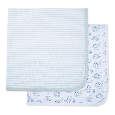 Little Me - 2Pk Baby Dino Friends Receiving Blankets Image 1