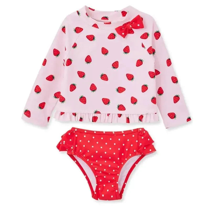 Little Me - 2Pk Baby Swim Rash Guard Set, Strawberry Image 1