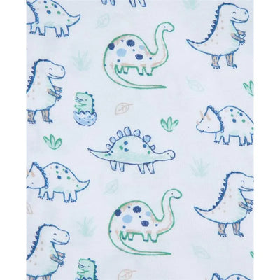 Colorful dinosaur patterns on a white background, featuring various cute dinosaur illustrations for a baby cardigan set.