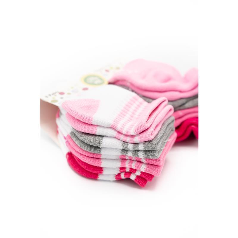 Little Me 8pk Half Cushion Baby Socks For Girls,Pinks and Grey Image 2
