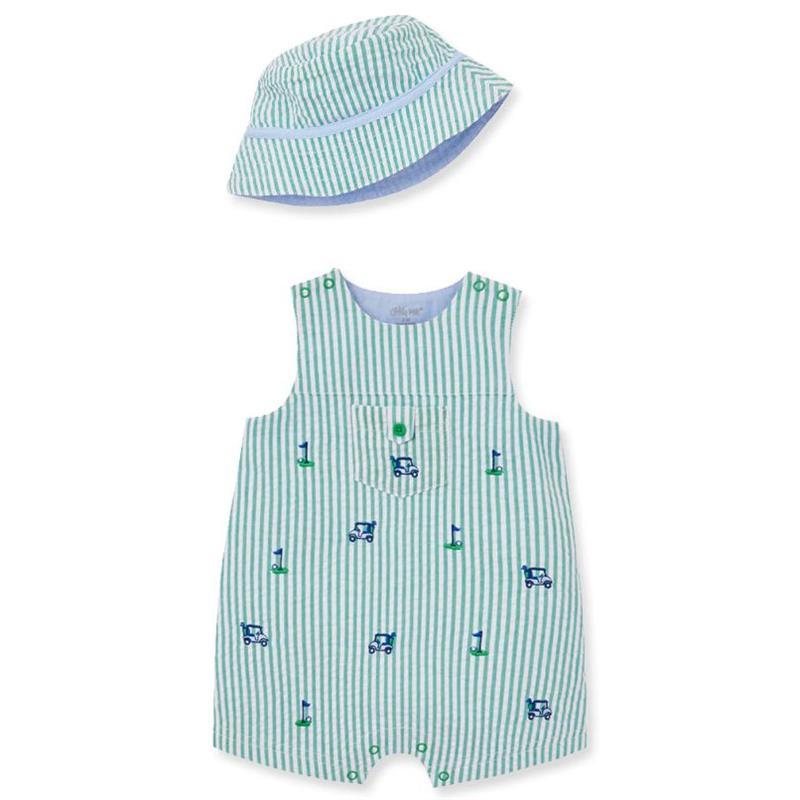 Little Me - Baby Boy Golf Sunsuit & Hat, Green Image 1