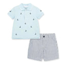 Little Me - Baby Boy Sail Boat Polo Short Set Image 1