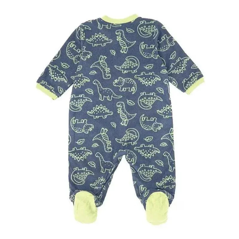 Little Me - Baby Boys Long Sleeve Dinosaur Fleece Footed Image 2