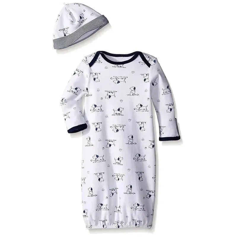 Little Me Baby Boys Puppy Toile Gown With Hat, Size 0-3M Image 1