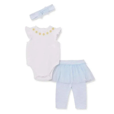 Little Me - Baby Girl Daisy Skegging Set, Blue Image 1