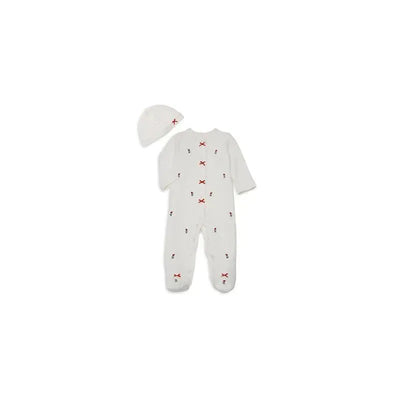 Little Me Baby Girl Footed Onesies & Baby Girl Hat Set,Rosebud Image 1