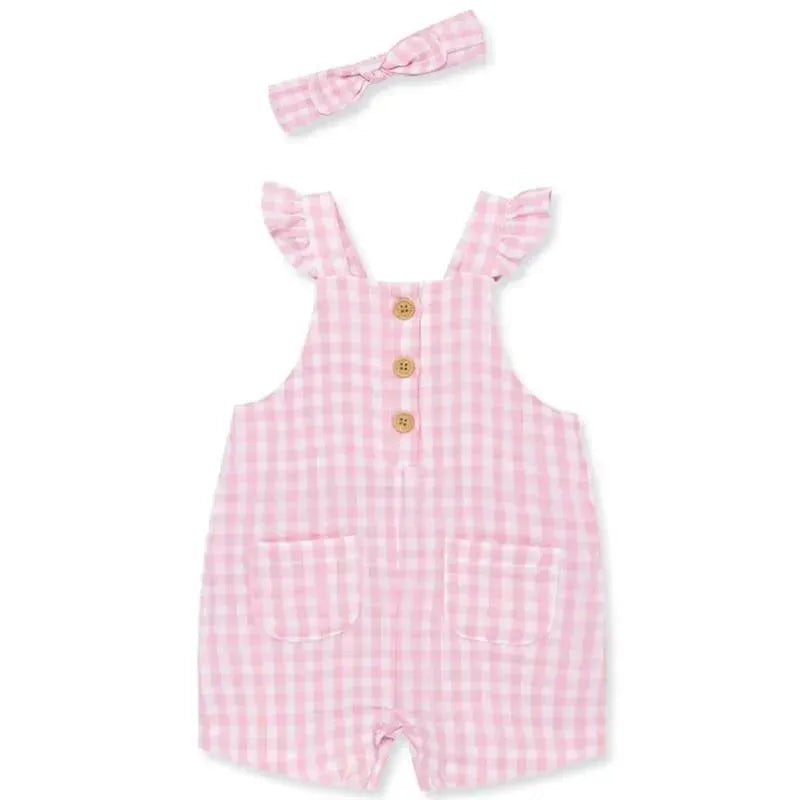 Little Me - Baby Girl Gingham Gauze Jumper & Headband Image 1