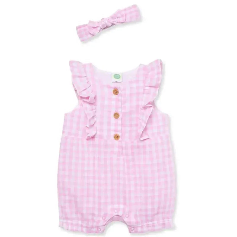 Little Me - Baby Girl Gingham Romper & Headband Image 1