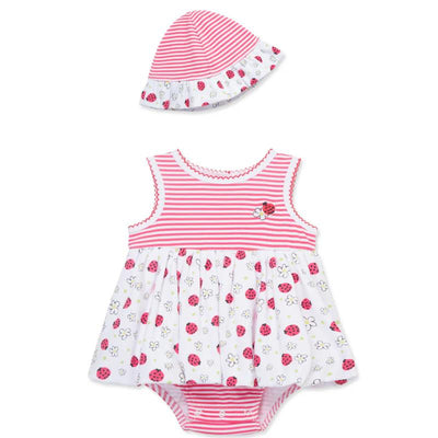 Little Me - Baby Girl Ladybugs Popover, Pink Image 1