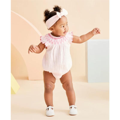 Little Me - Baby Girl Smocked Bubble, Pink Image 1