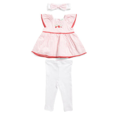 Little Me - Baby Girl Strawberry Check Set Infant,Tunic W/Leggings Image 1