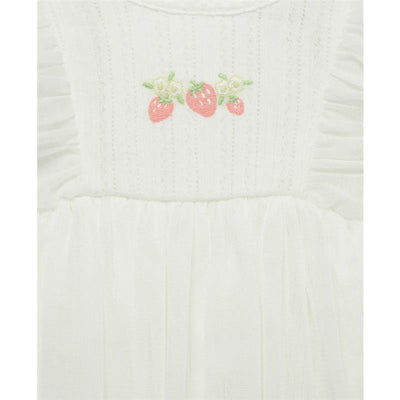 Little Me - Baby Girl Strawberry Popover, Ivory Image 2