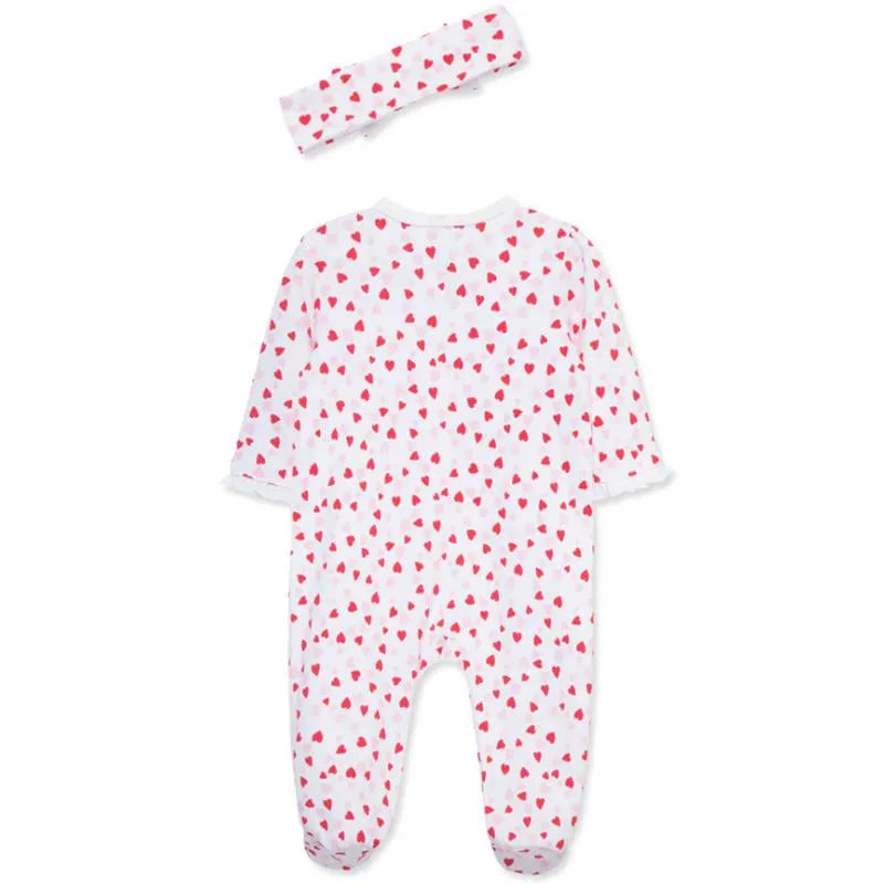 Little Me - Baby Girl Valentine Footie & Headband Image 3