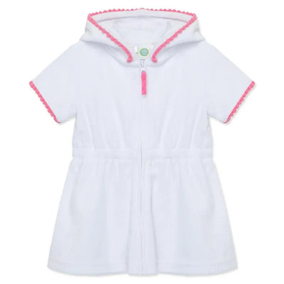 Little Me - Baby Girl Zip Swim Cover Up, White  Image 1
