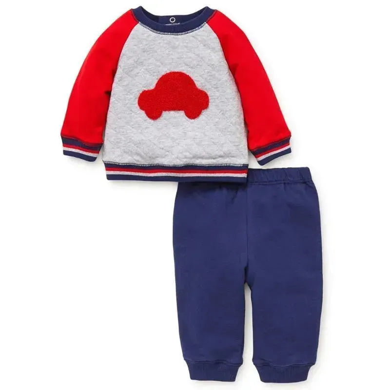 Little Me Car Sweatshirt Set Navy Image 1