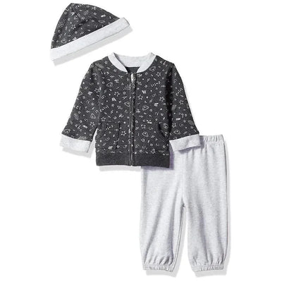 Little Me- Chalkboard Cardigan Set, Heather Gray.