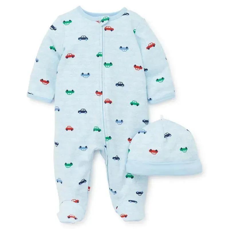 Little Me - Colorful Cars Footie, Blue Image 1
