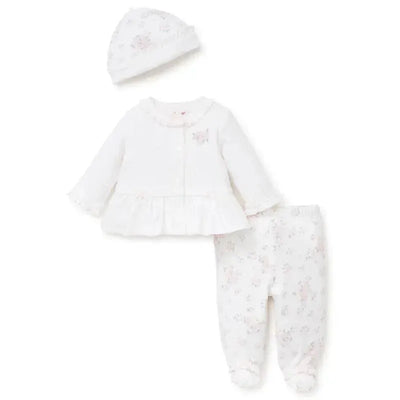 Little Me Dainty Roses Cardigan Set White/Pink Image 1