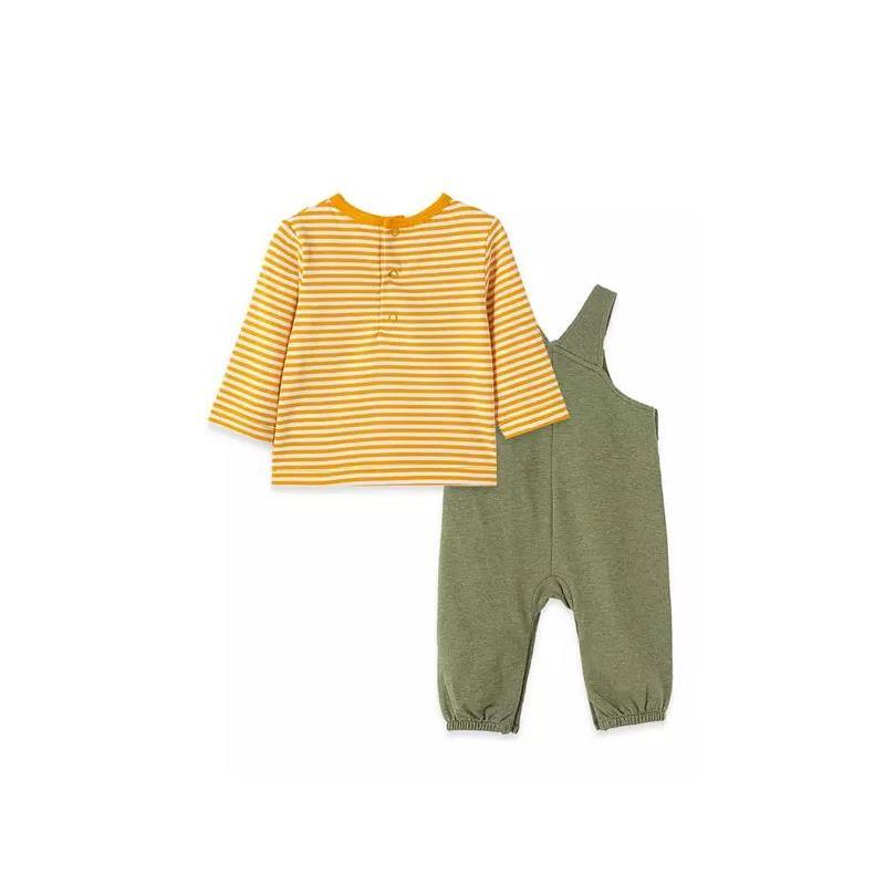Little Me - Dino Overall Set, Olive Image 3