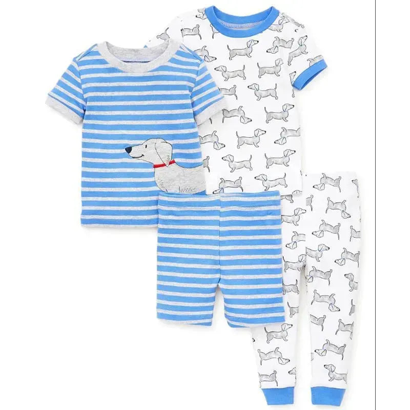 Little Me - Dog 4 Pieces Cotton Pajamas, Blue Multi Image 1