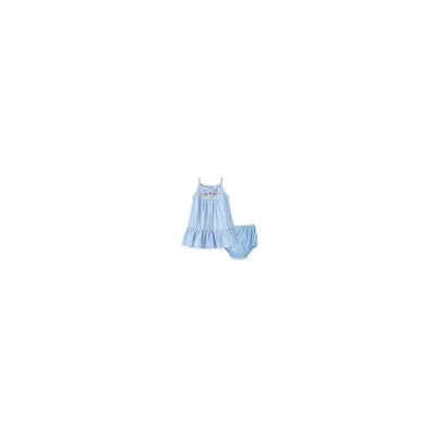 Little Me Embroidered Sundress - Blue  Image 1