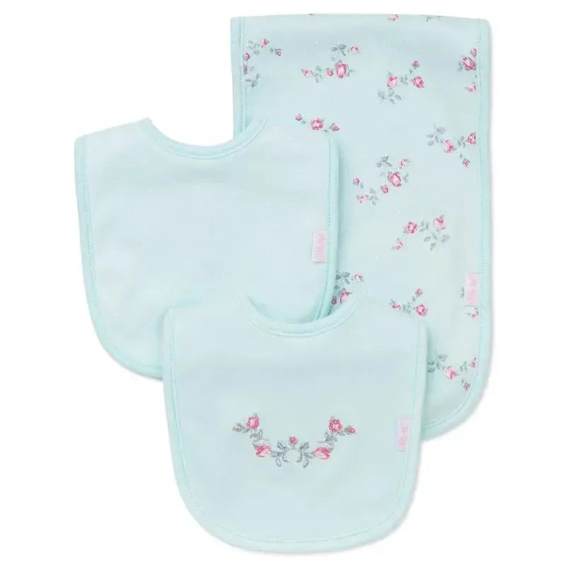 Little Me - Floral Spray 3 Pc Bib & Burp Cloth Set Image 1