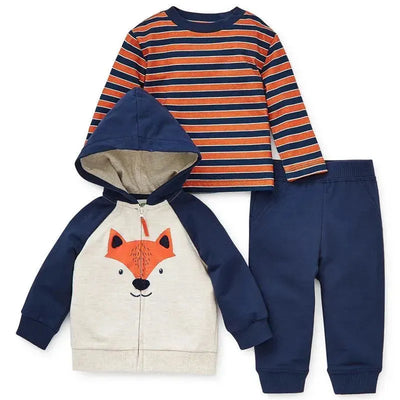 Little Me - Fox 3 Pc Hoodie Set, Blue Image 1