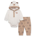 Little Me - Fuzzy Bear Waffle Knit Bodysuit & Pant Set Image 1