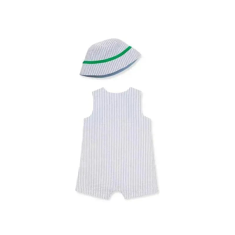 Little Me Gator Sunsuit & Hat - Grey  Image 2