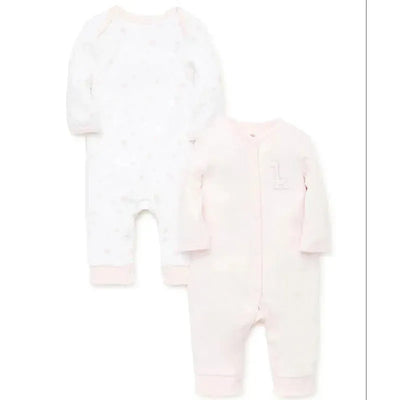 Little Me - Giraffe 2 Pack Coverall, Pink Image 1
